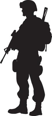 Soldier icon in black style.