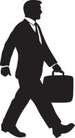 silhouette of a man walking with a briefcase vector