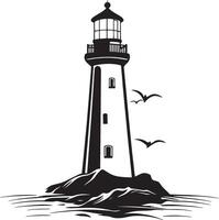 Black design of a lighthouse in outline form. vector