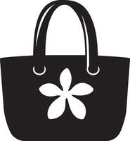 Beach bag icon in black outline style vector