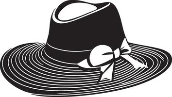 Black illustration of a sun hat in simple silhouette style. vector