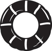 Black illustration of an inflatable ring in simple silhouette style. vector