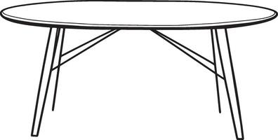 Dining Table outline black illustration vector