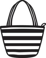 Minimalist black outline of a beach bag, design. vector