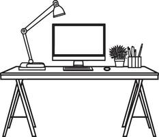 Desk outline black illustration vector