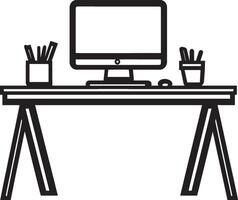 Desk icon in black outline style. vector