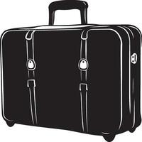 Black illustration of a travel suitcase in simple silhouette style. vector