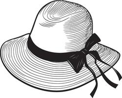 Sun hat icon in black design with a simple silhouette. vector