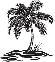 Palm tree island icon in black outline style vector