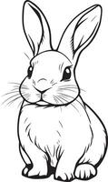 Black illustration of a rabbit in outline style. vector