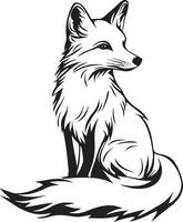 Black illustration of a fox in outline style. vector