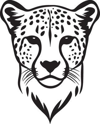 Black illustration of a cheetah icon.