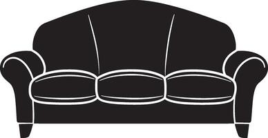 Minimalist black silhouette of a sofa icon, design. vector