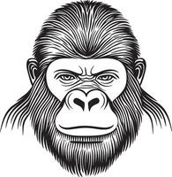 Gorilla outline black illustration vector