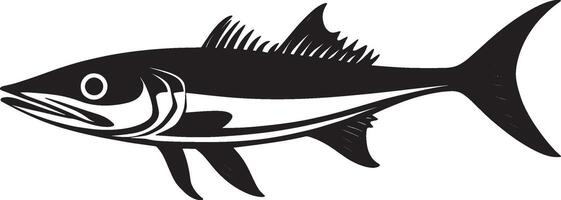 Minimalist black silhouette of a barracuda fish, design. vector