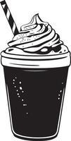 Black illustration of a frappe drink in simple silhouette style. vector