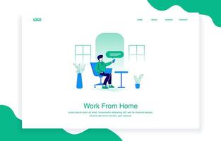 Men Working from Home on a Laptop While Texting on a Smartphone vector