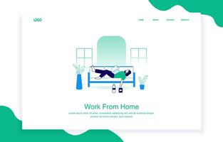 Woman Relaxing on a Sofa While Working on a Laptop vector