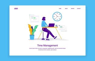A woman working while sitting and glancing at the clock vector