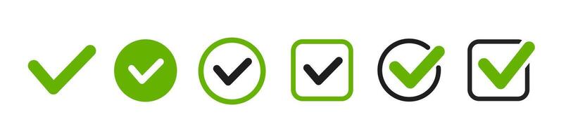 Check mark icons set illustrations. Tick symbols collection. Checkmark icons and checkbox signs. vector