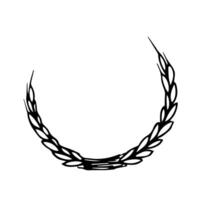 Round frame, a wreath of ears is isolated on a white background. Hand-drawn ink drawing. vector