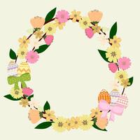 Vibrant Spring Bloom Easter Wreath. Add a Festive Touch to Your Creations vector