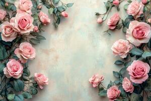 Pink roses on a grungy background photo