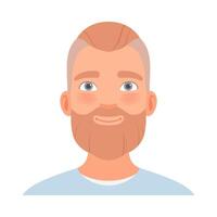 Emotion of a friendly smile on the face of a man with a beard. illustration. vector