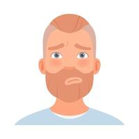 Guilty expression on a man with a beard. illustration. vector