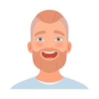 Man with a beard smiles broadly. illustration. vector
