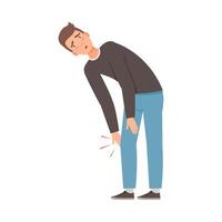 Man holds on to a sore knee. illustration. vector