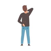 Man holds on to a sore neck and lower back. illustration. vector