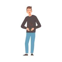 Man holds on to a sore stomach. illustration. vector