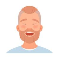 Man with a beard is laughing. illustration. vector