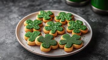 St patrick's day cookies on a plate photo