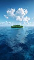 An island in the middle of the ocean with clouds photo