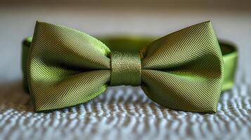 A green bow tie on a white background photo
