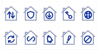 A set of 10 home icons as home sync, home security, down home vector