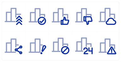 A set of 10 bar graph icons as graph, right graph, like graph vector