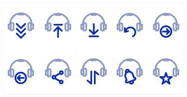 A set of 10 headphone icons as headphone, upload headphone, download headphone vector