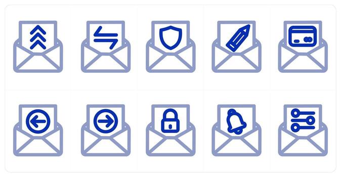 A set of 10 message icons as message, message sync, message security vector