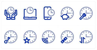 A set of 10 time icons as time, laptop time, mobile time vector