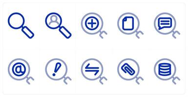 A set of 10 search icons as search, search employee, add search vector