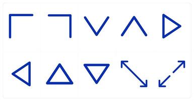 A set of 10 directions icons as right arrow, left arrow, up arrow vector