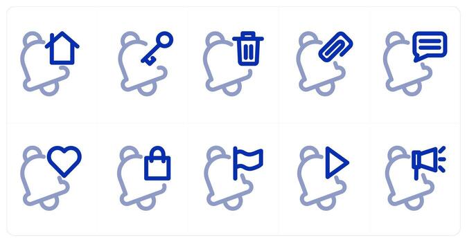 A set of 10 notification icons as home notification, notification key, trash notification vector