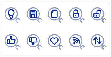 A set of 10 search icons as search idea, search drive, search file vector
