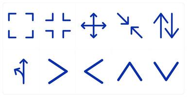 A set of 10 directions icons as capture, arrows, directions vector