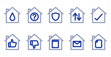 A set of 10 home icons as home, home query, home security vector
