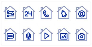 A set of 10 home icons as home equalizer, 24x7 home, home call vector