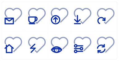 A set of 10 heart icons as heart message, heart, up heart vector